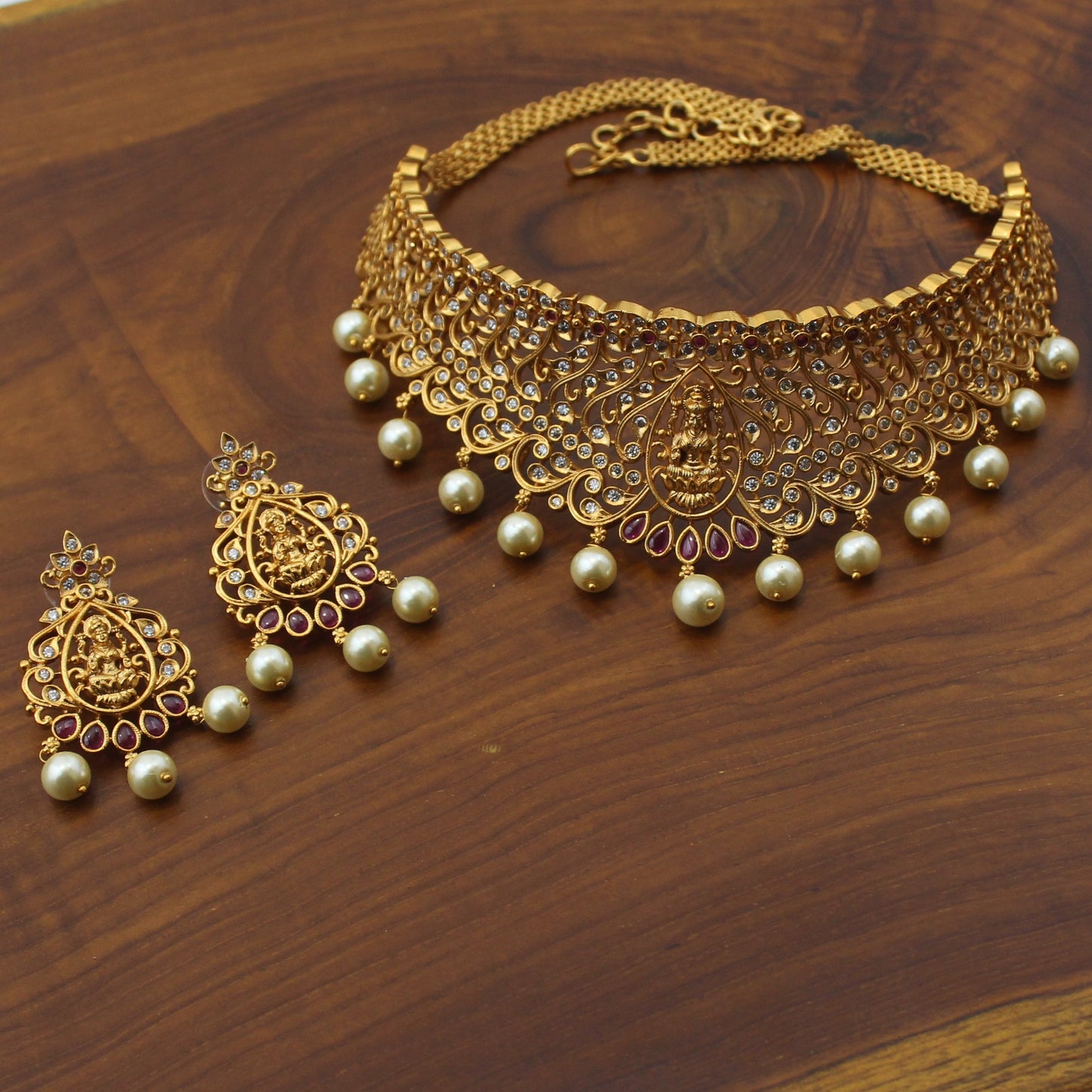 Gold Plated AAntiqueD & Kemp Lakshmi Bridal Choker