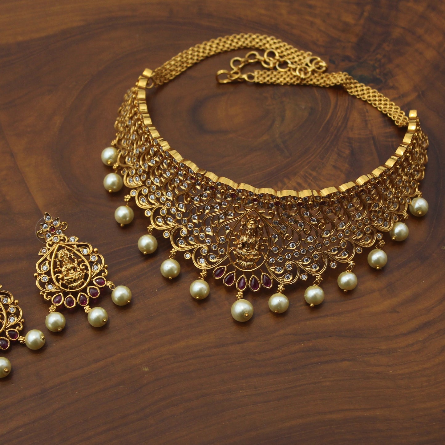 Gold Plated AAntiqueD & Kemp Lakshmi Bridal Choker