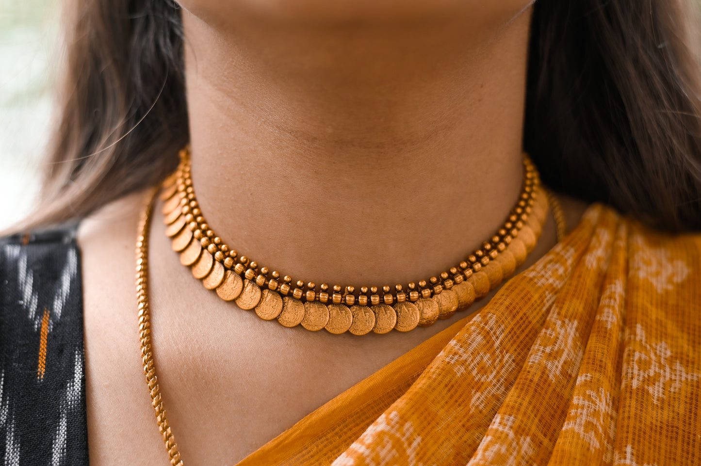 Antique Matte Simple Lakshmi Coin Necklace