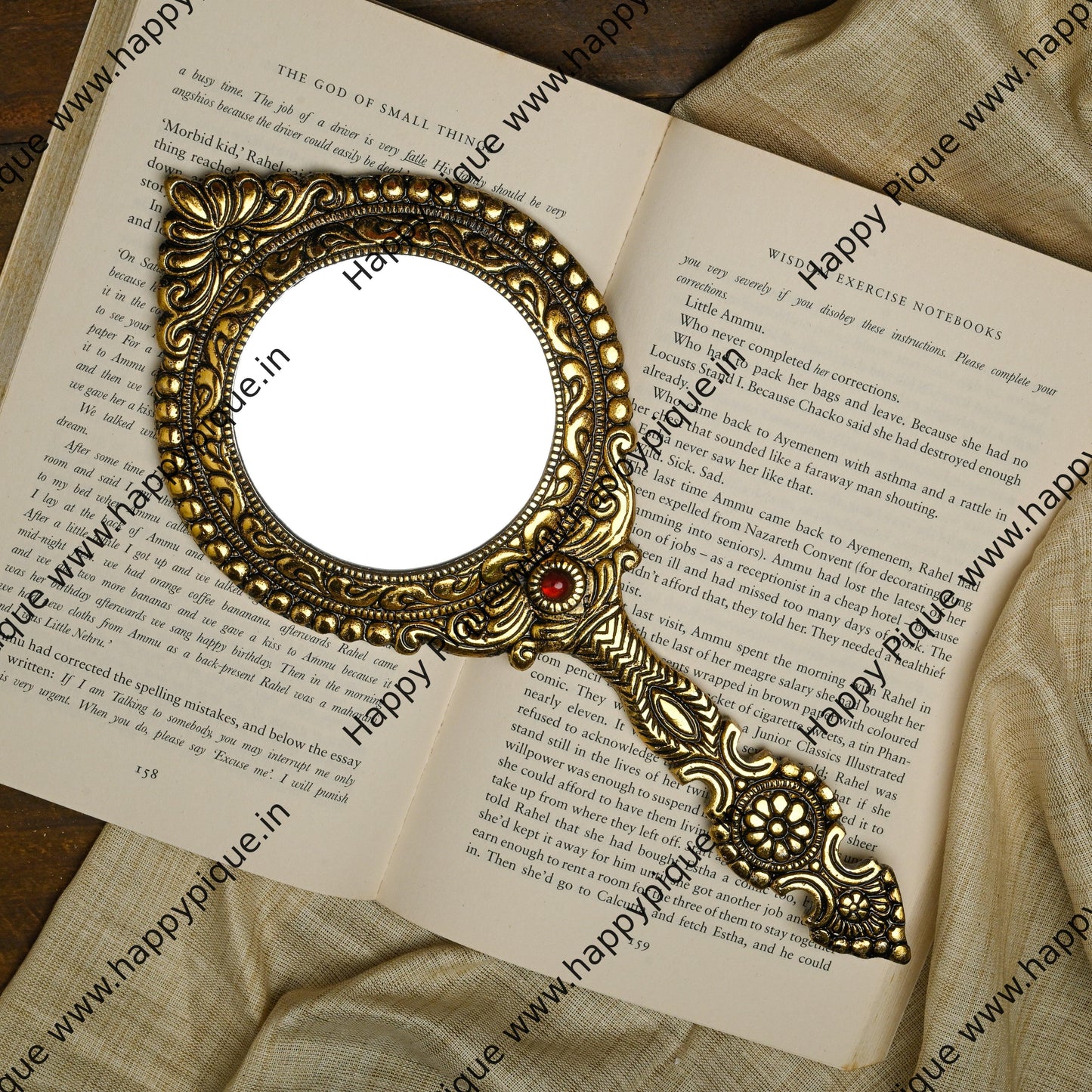 Pre orders only: Big Antique Golden Hand Mirror/Kai Kannadi