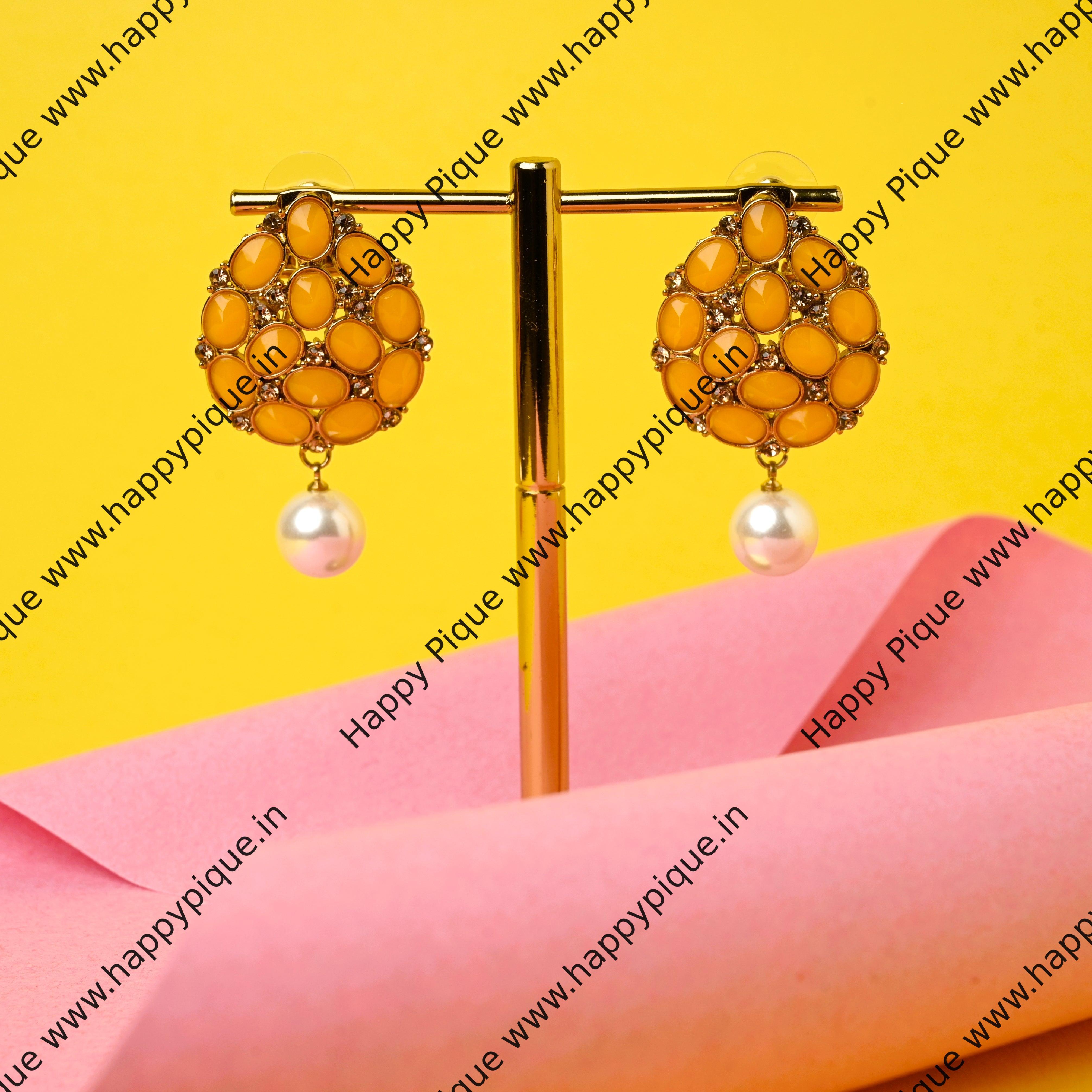 Tilak AD Polki Studs - Yellow