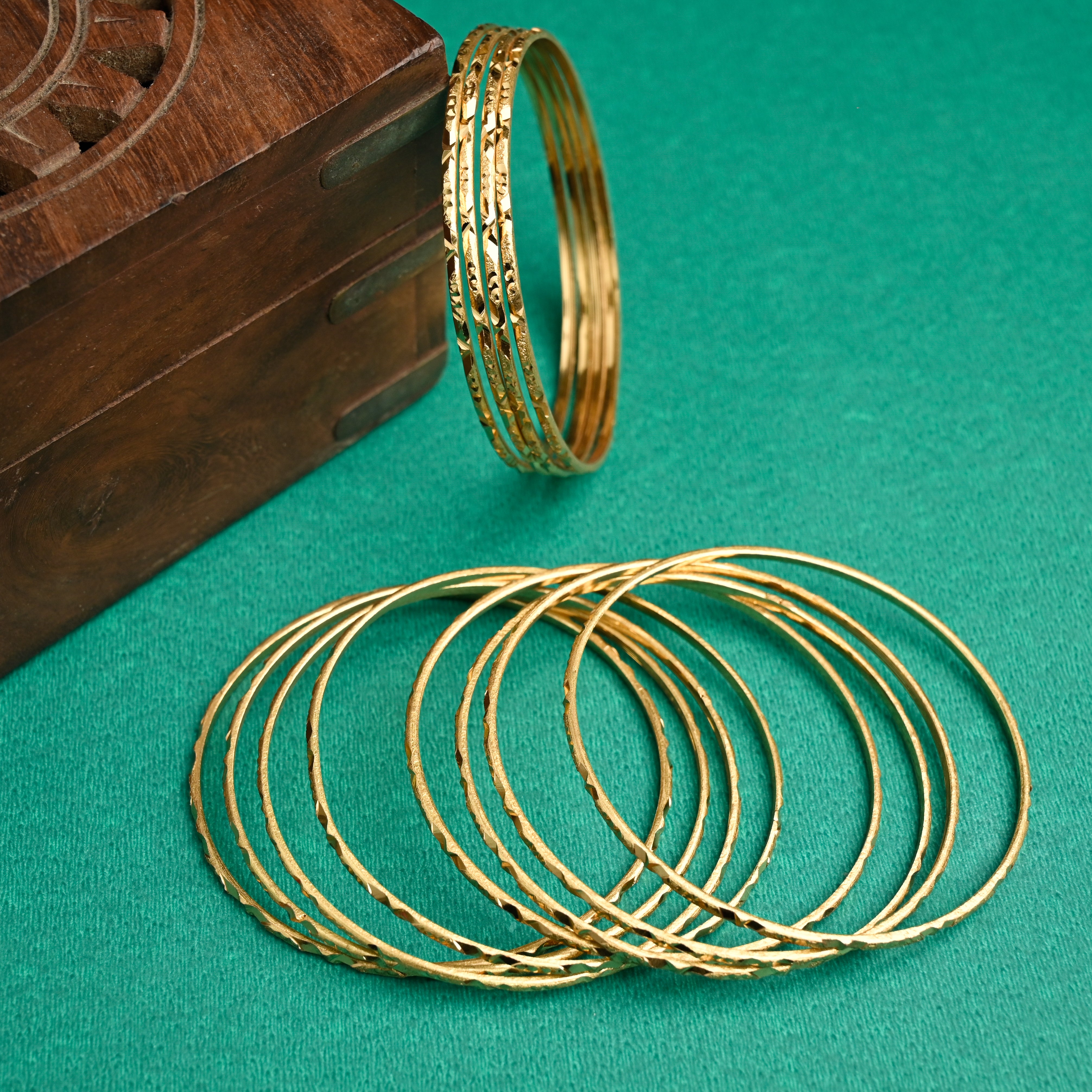 Gold Look Office/Daily Wear Set of 12 Bangles - 006