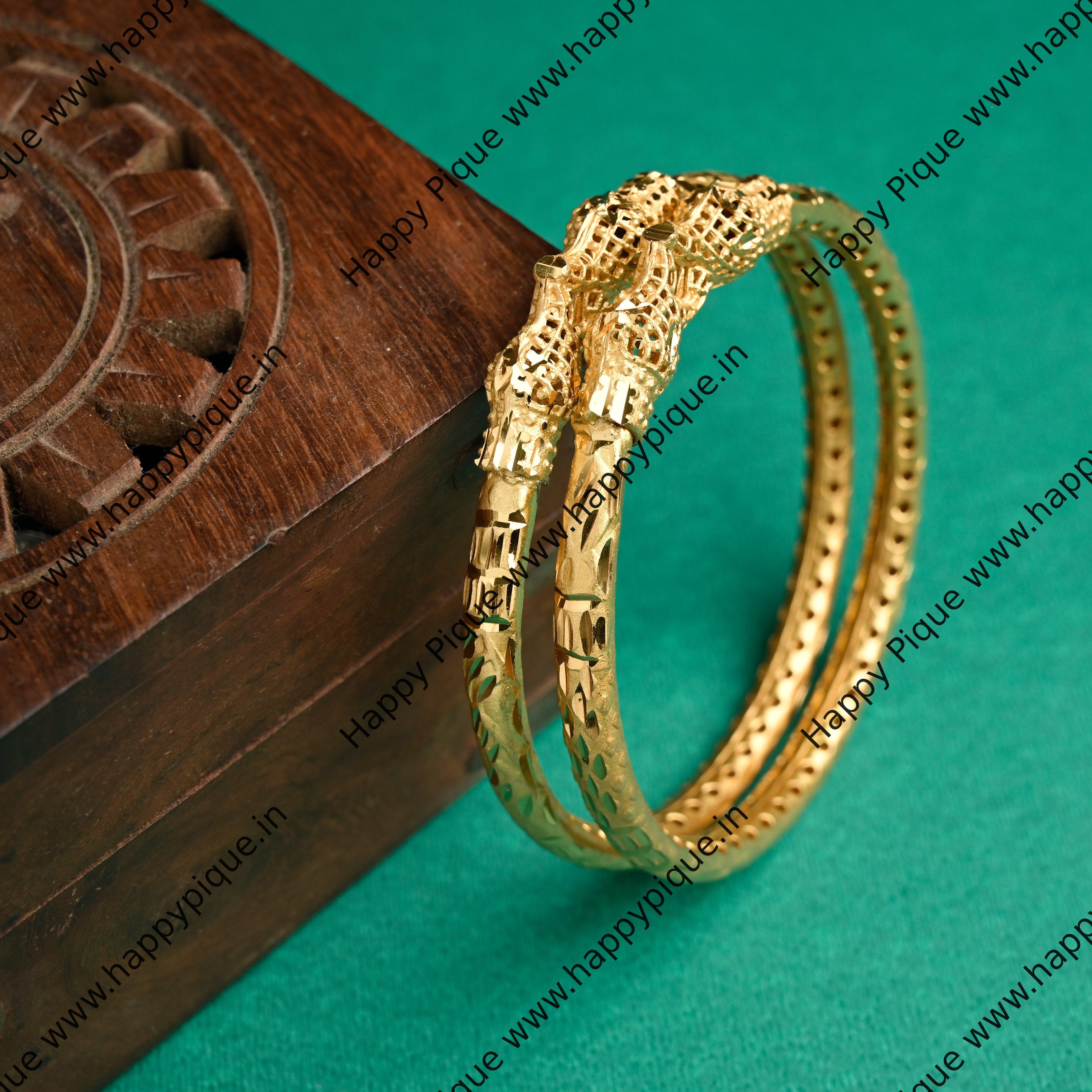 Gold Look Office/Daily Wear Kada Bangles - 016