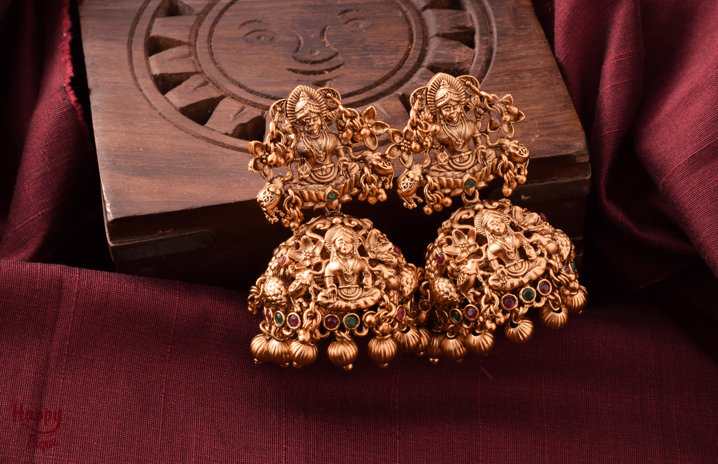 Heavy Mahalakshmi Bridal Jhumkas - Happy Pique 