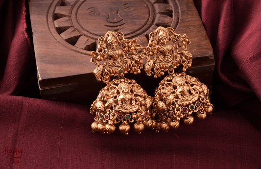 Heavy Mahalakshmi Bridal Jhumkas - Happy Pique 