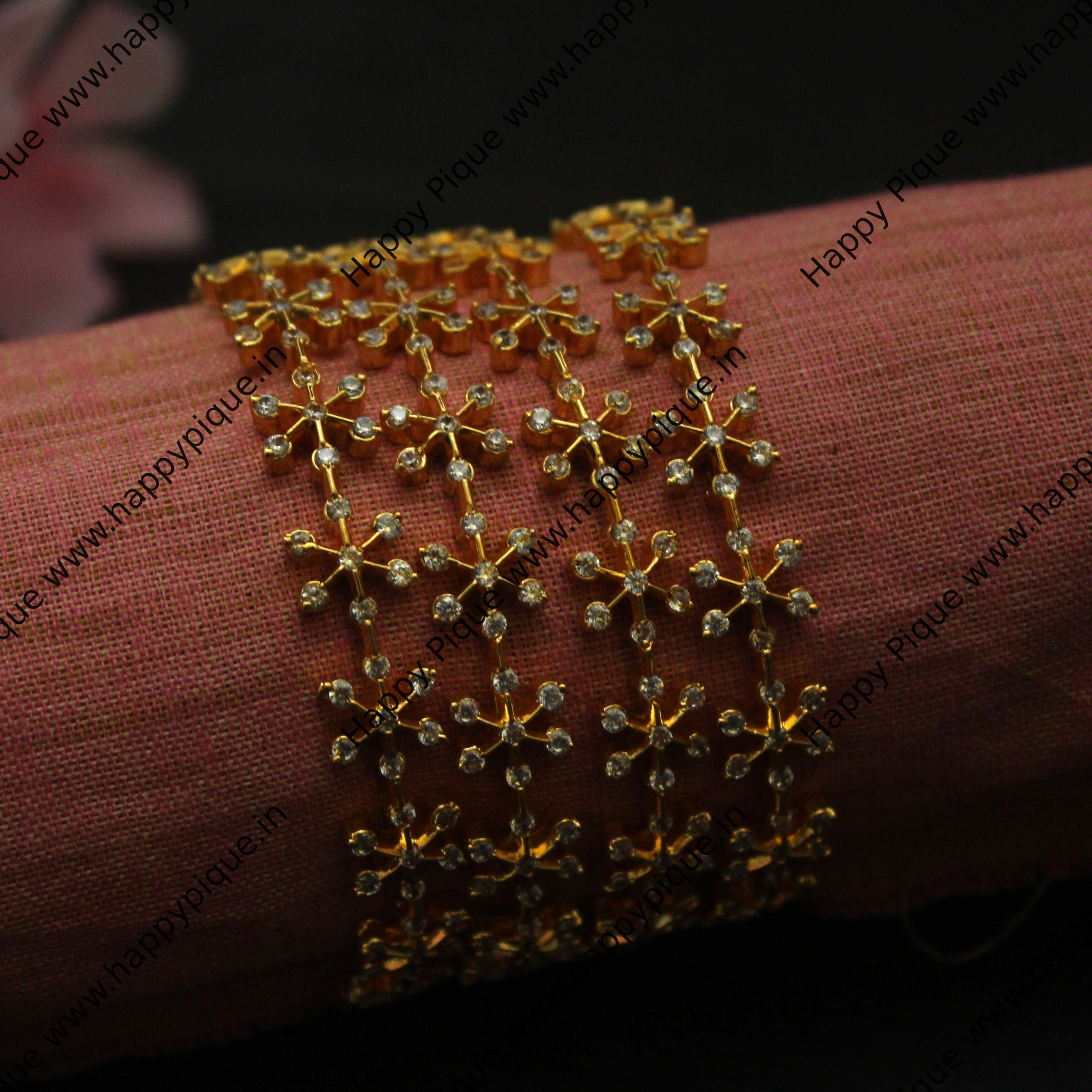 Set of 4 Hailstone Diamond Gold Plated Bangles