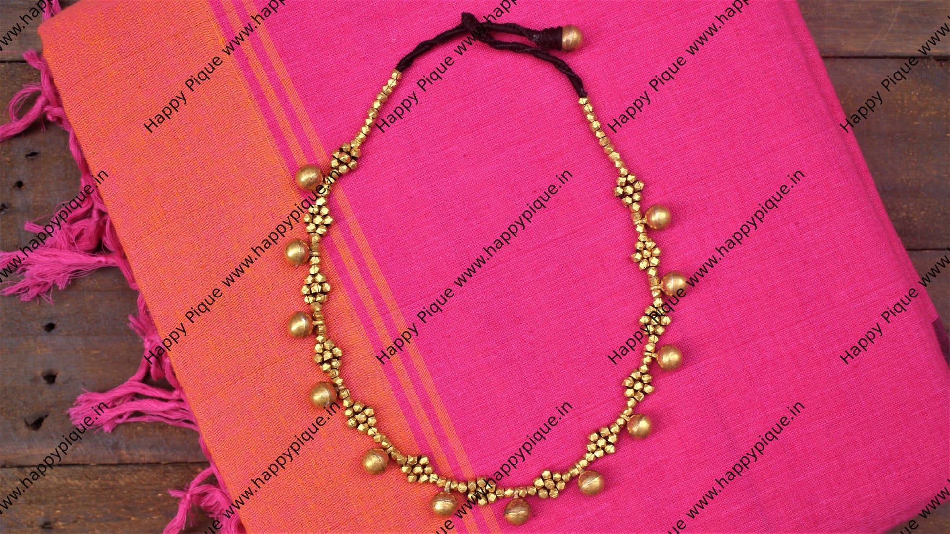  Tribal Dhokra Beads & Balls Necklace -  Happy Pique