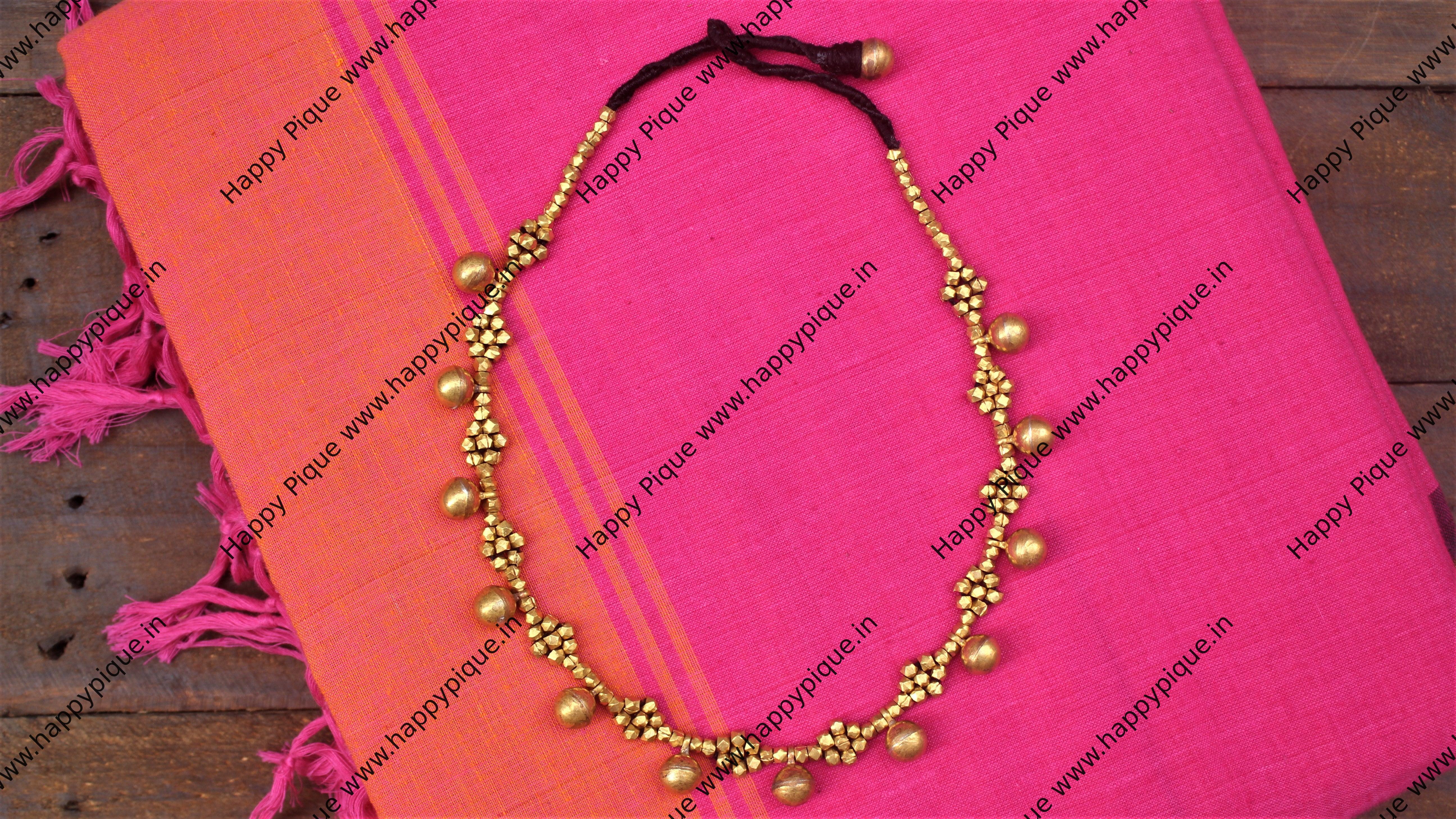  Tribal Dhokra Beads & Balls Necklace -  Happy Pique