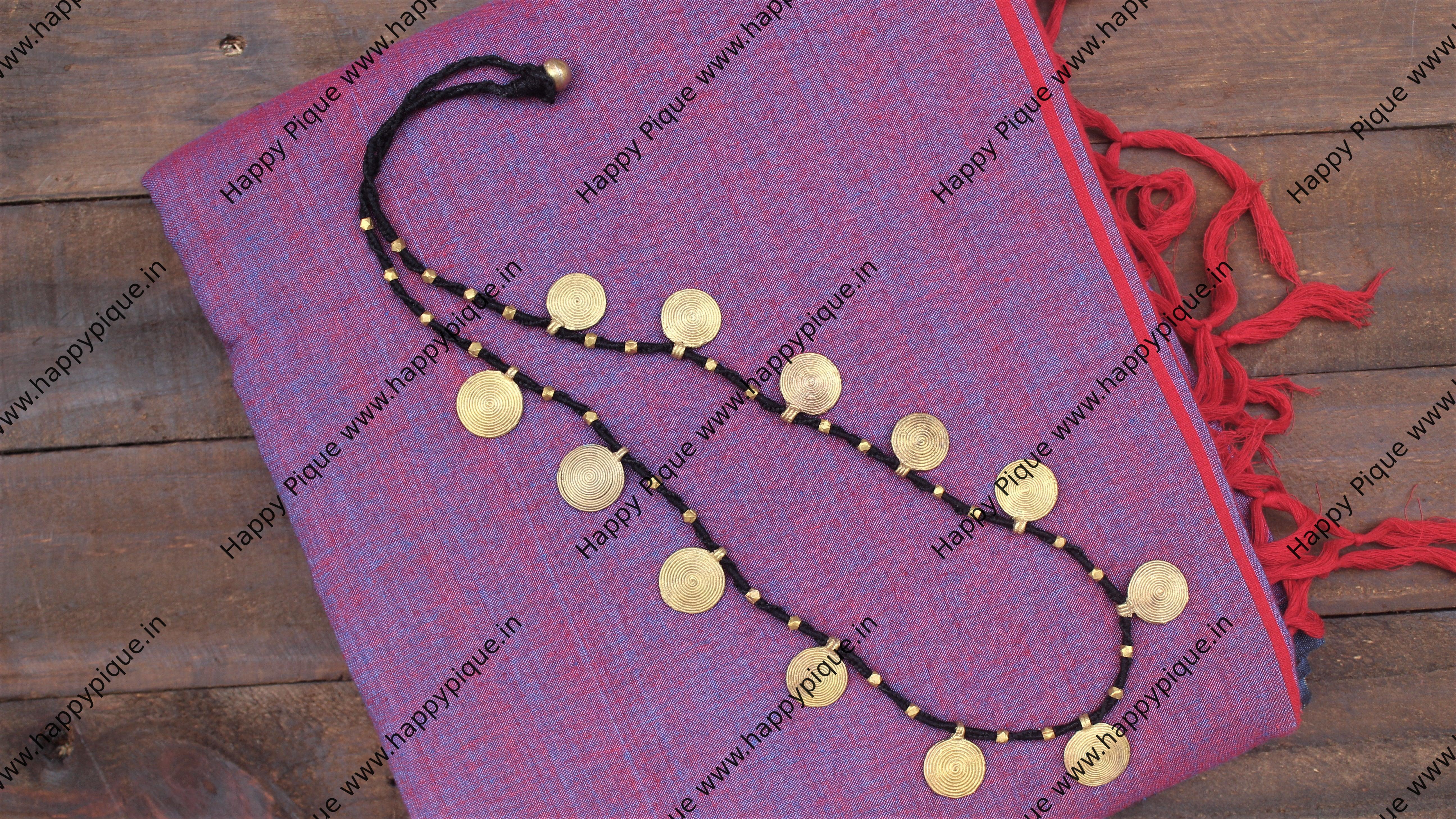 Tribal Dhokra Spiral Coins Mid-Length Necklace