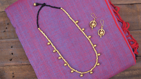 Plain Balls Short Tribal Dokra Necklace - Happy Pique