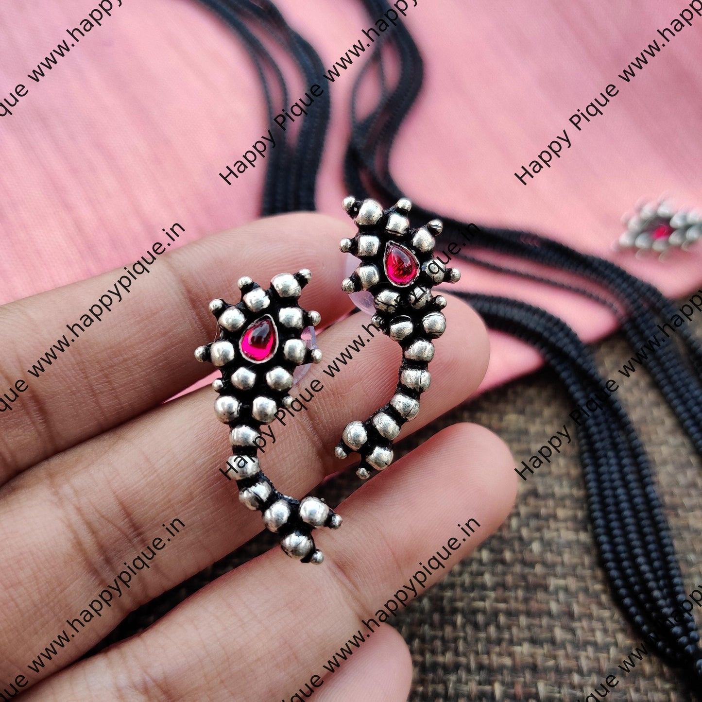 Traditional Maharashtrian Nath Mangalsutra with Earrings and Nath