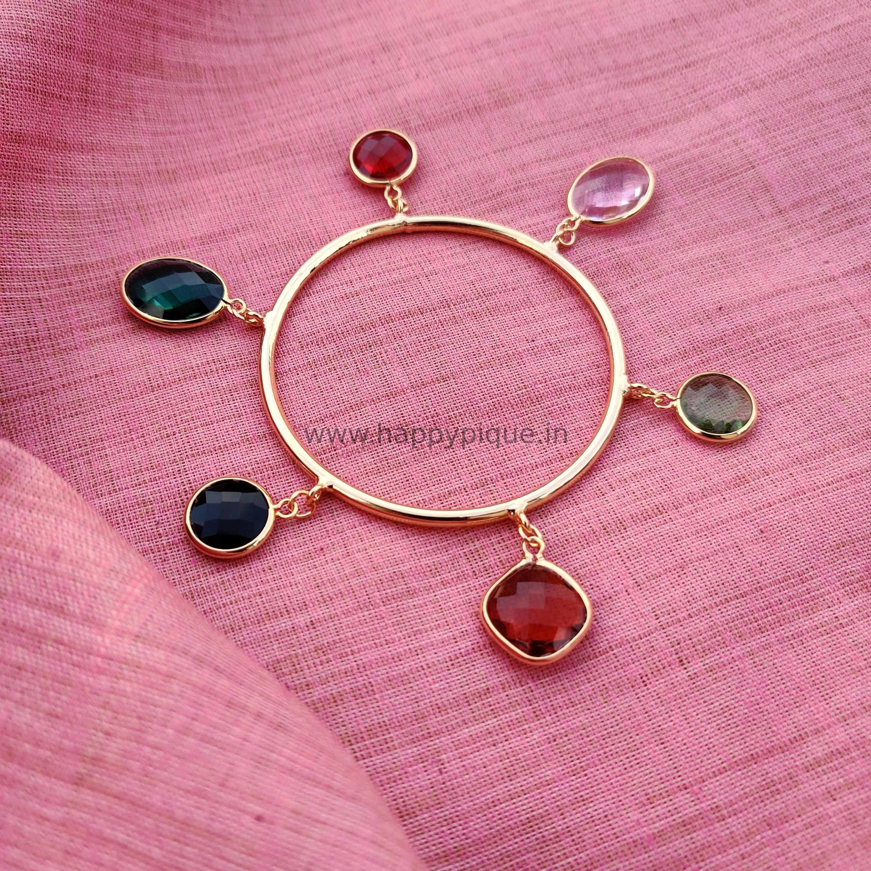 Contemporary Glass Stone Bangles - Happy Pique 