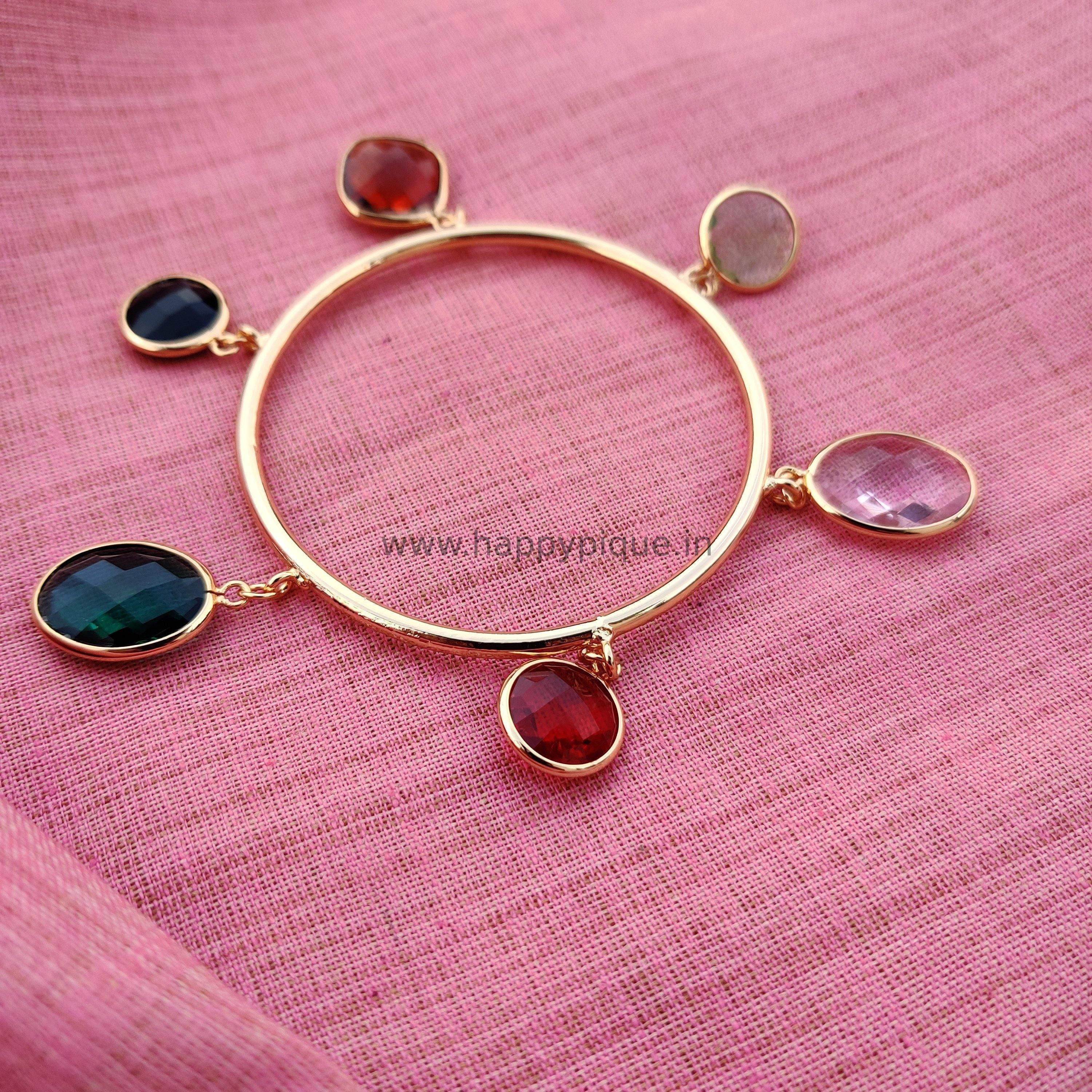 Contemporary Glass Stone Bangles - Happy Pique 