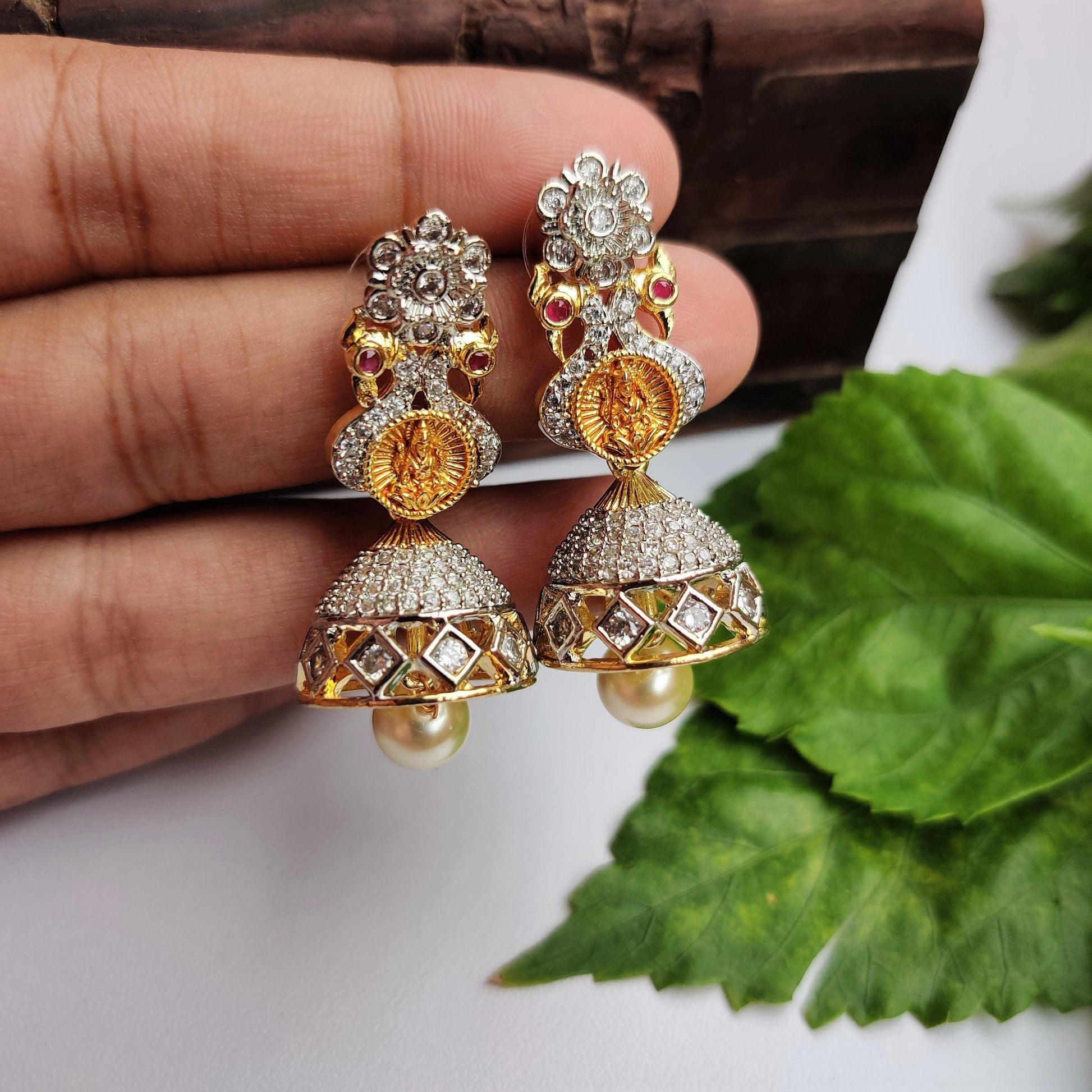 4 in 1 Two Tone AD Jhumkas - Happy Pique 