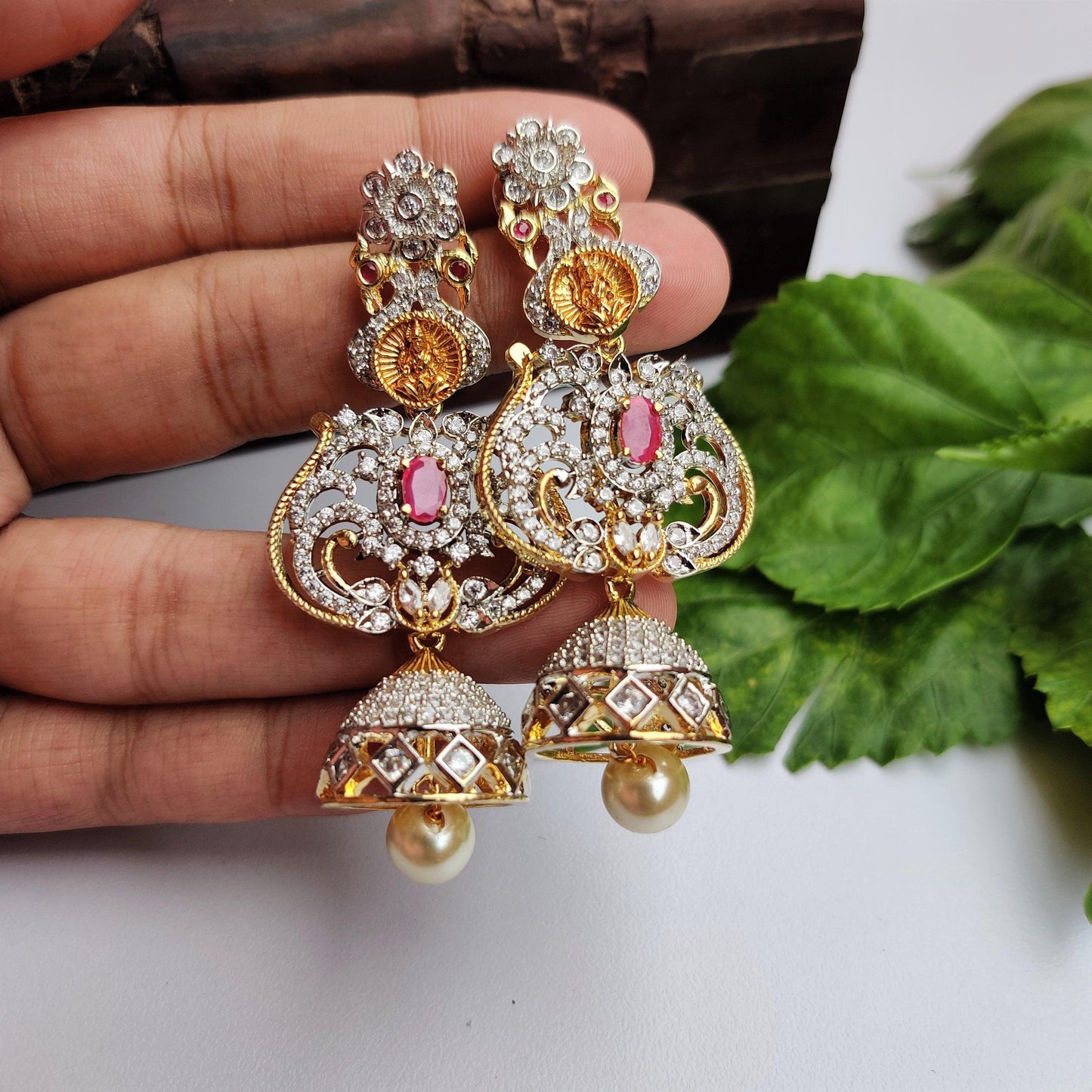 4 in 1 Two Tone AD Jhumkas - Happy Pique 