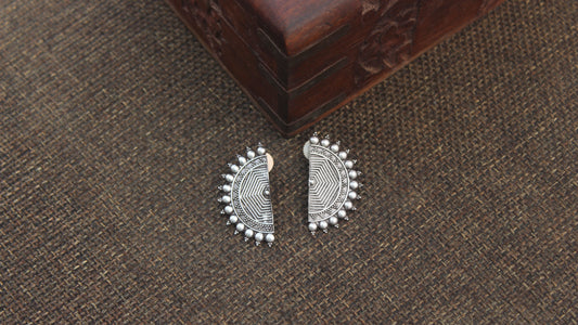 Premium Silver Look Alike German Silver Half Chakra Studs