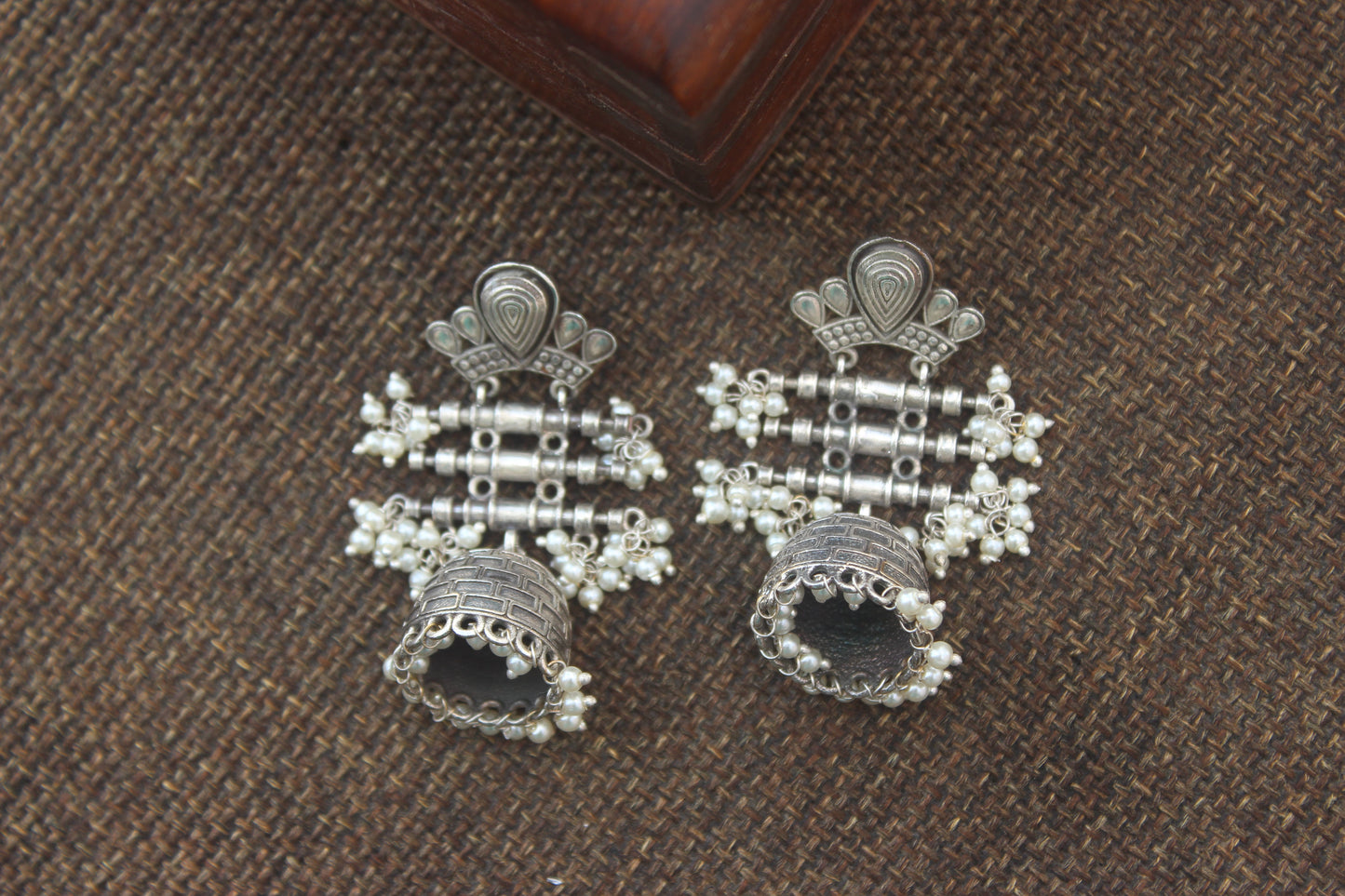 Premium Silver Look Alike Tribal Layer Jhumkas