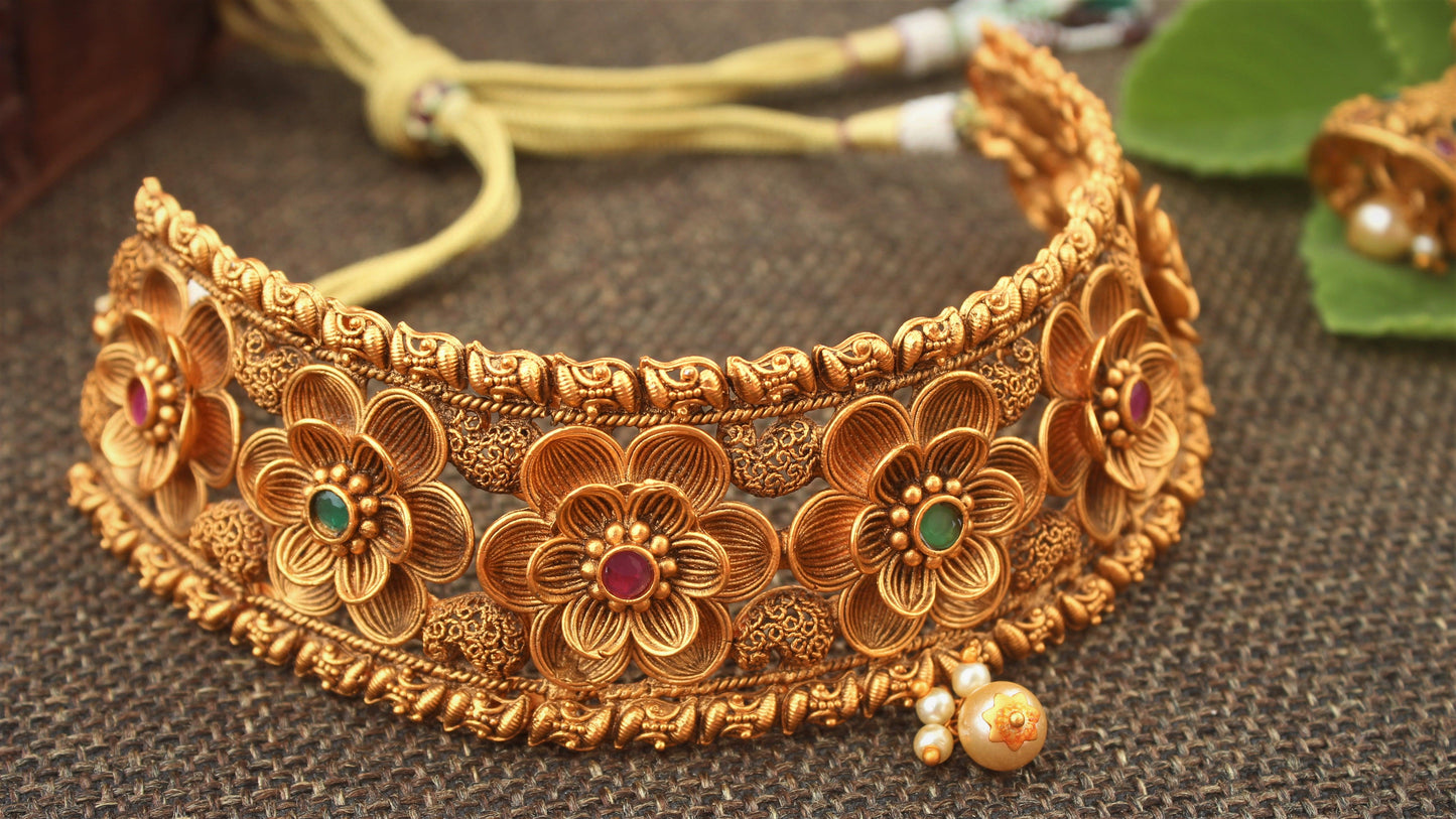 Floral Heavy Bridal Choker - Happy Pique 