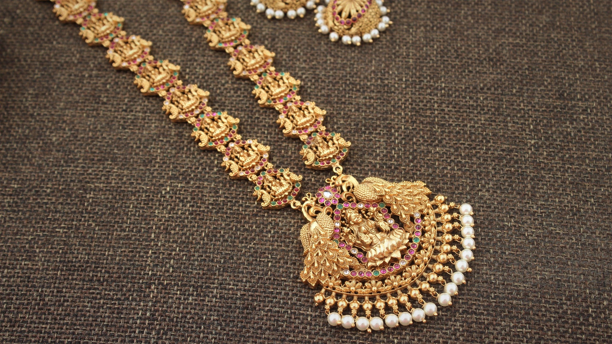 Gold Look Alike Nagas Mahalakshmi Bridal Haaram - Happy Pique 