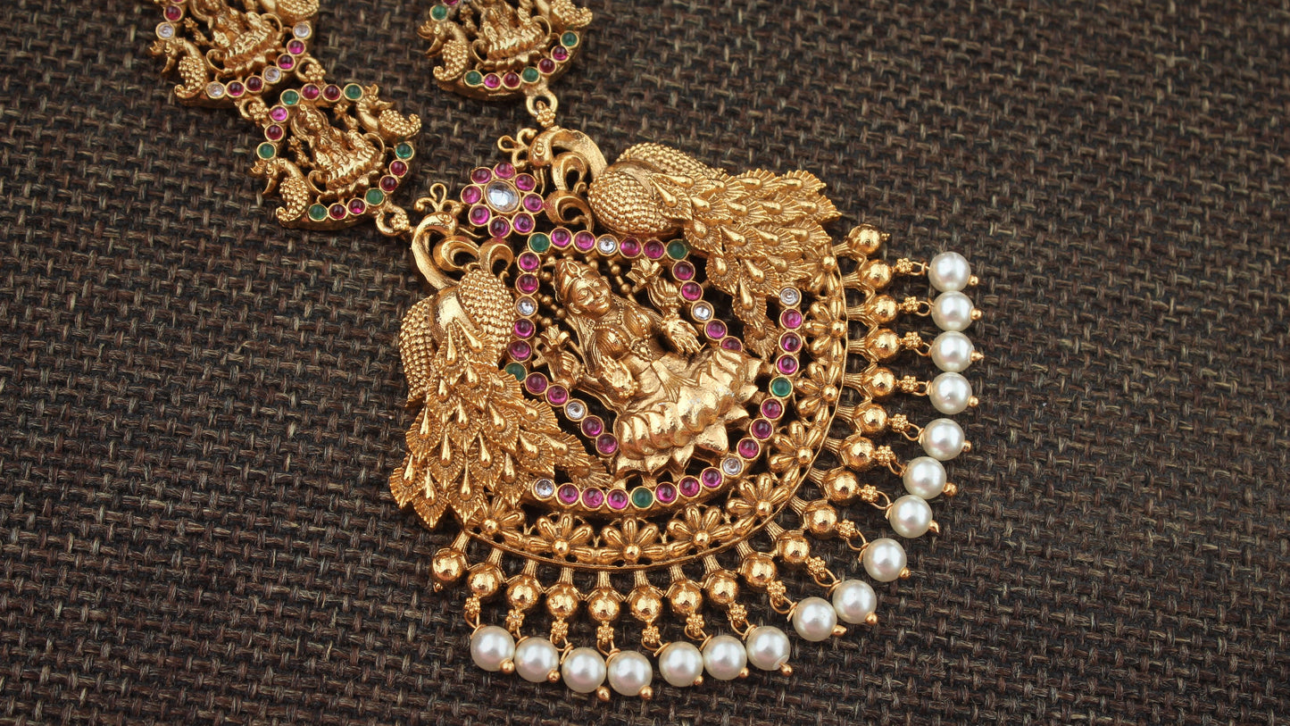 Gold Look Alike Nagas Mahalakshmi Bridal Haaram - Happy Pique 