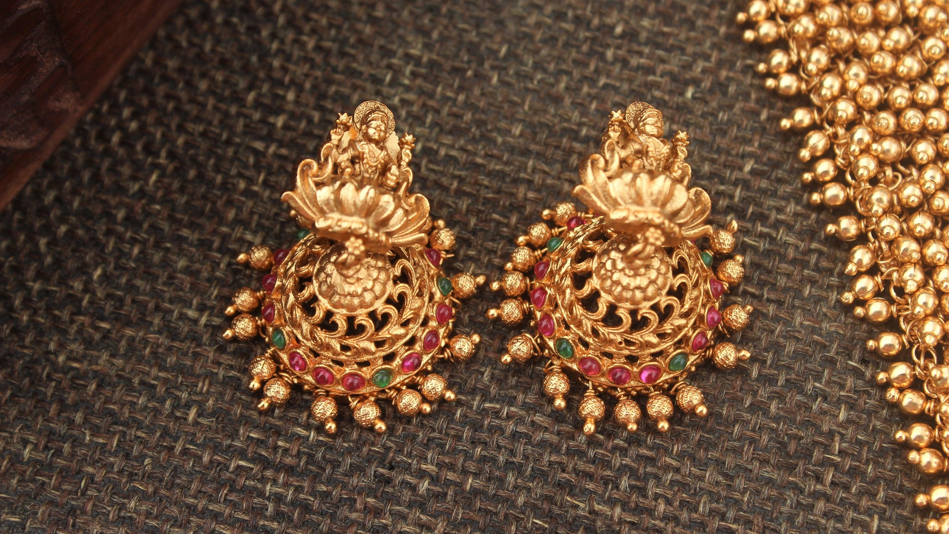 Heavy Bridal Gold Look Alike Golden Beads & Balls Lakshmi Haaram - Happy Pique 