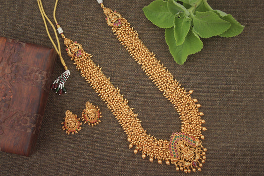 Heavy Bridal Gold Look Alike Golden Beads & Balls Lakshmi Haaram - Happy Pique 