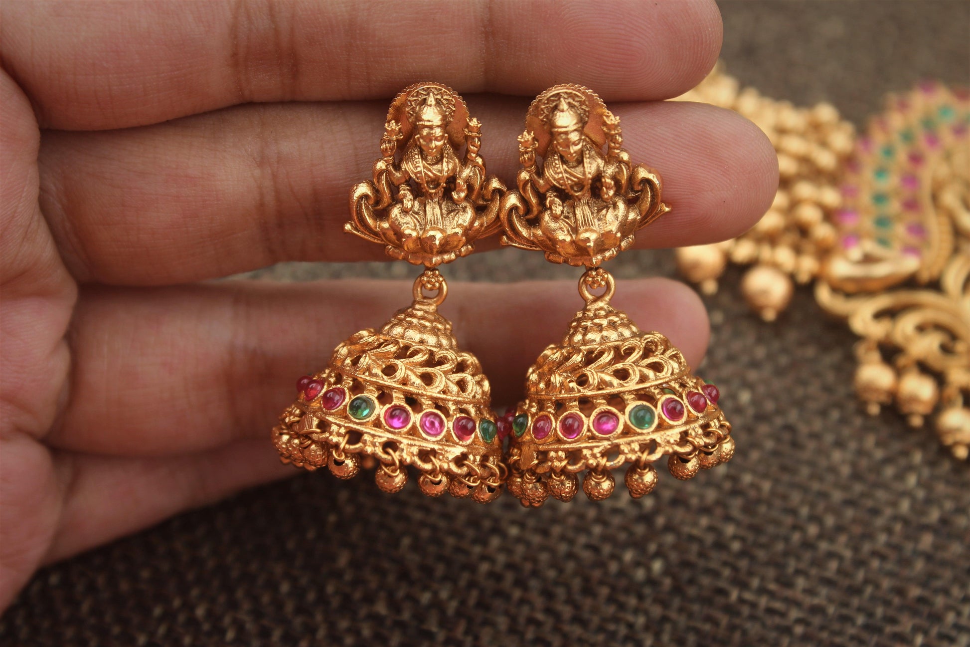 Heavy Bridal Gold Look Alike Golden Beads & Balls Lakshmi Haaram - Happy Pique 