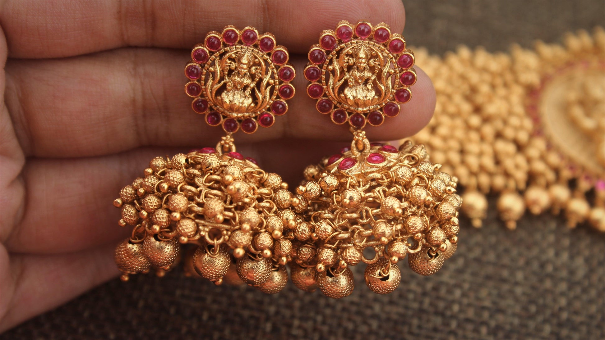 Heavy Antique Golden Beads & Balls Lakshmi Traditional Choker - Happy Pique 