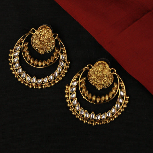 Big Ram Leela Kundan Chaandbali Earrings - Happy Pique 