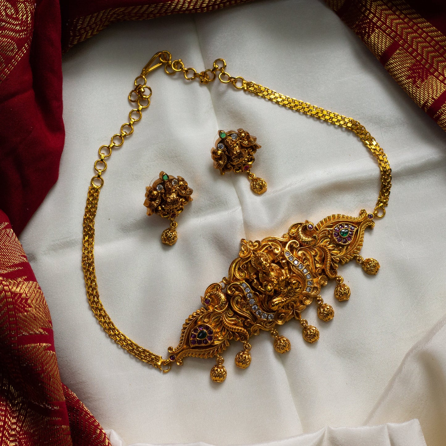 Gold Look Nagas Lakshmi Choker Set