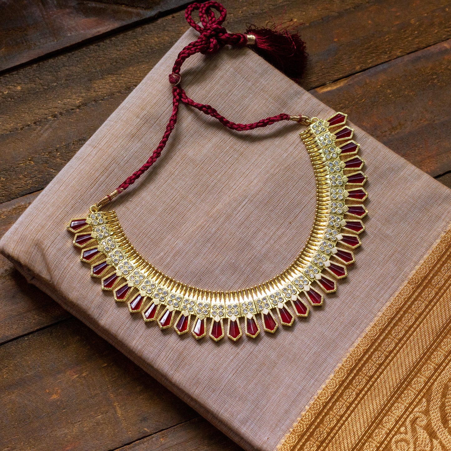 Gold Look AD Stones Studded Nagapadam Necklace