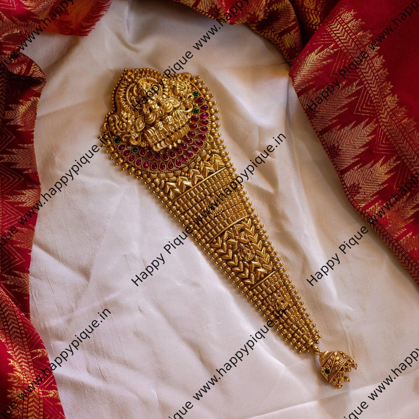 Real Gold Look Mahalakshmi Heavy Nagas Work Kemp Bridal Choti/Jada Billa