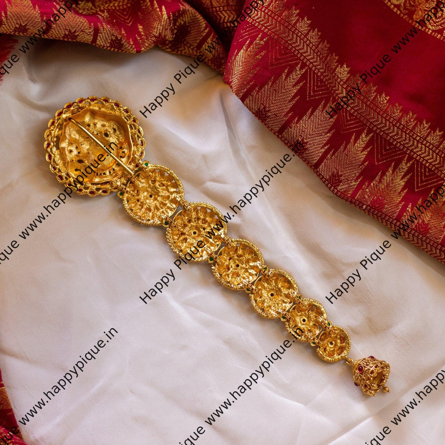 Real Gold Look Gajalakshmi Heavy Nagas Work Kemp Bridal Choti/Jada Billa