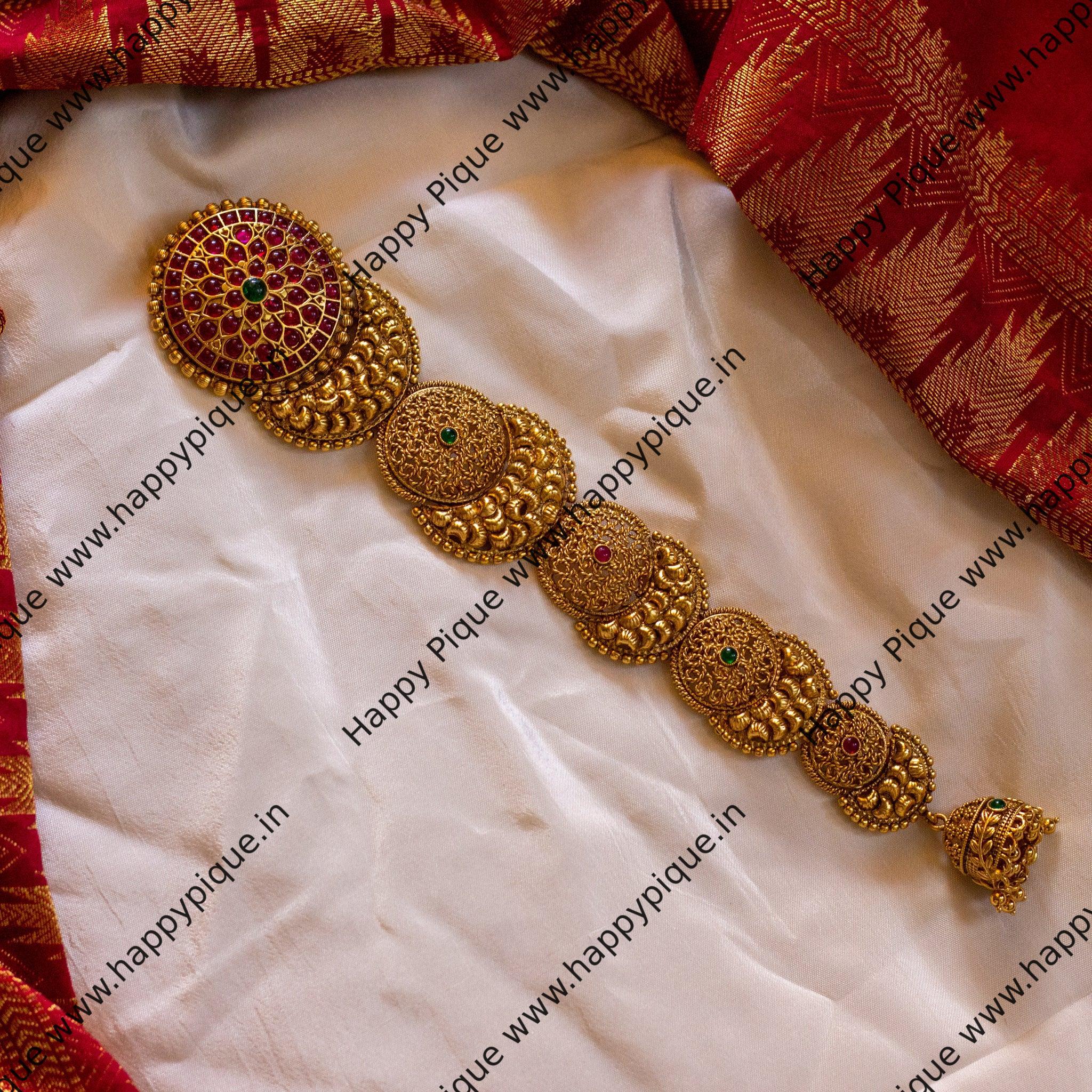 Real Gold Look Chakra Chaand Kemp Bridal Choti/Jada Billa