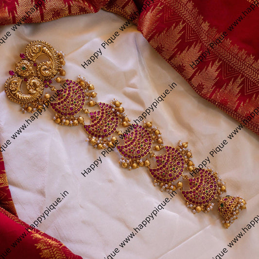 Real Gold Look Traditional Peacock Chaand Kemp Heavy Bridal Choti/Jada Billa