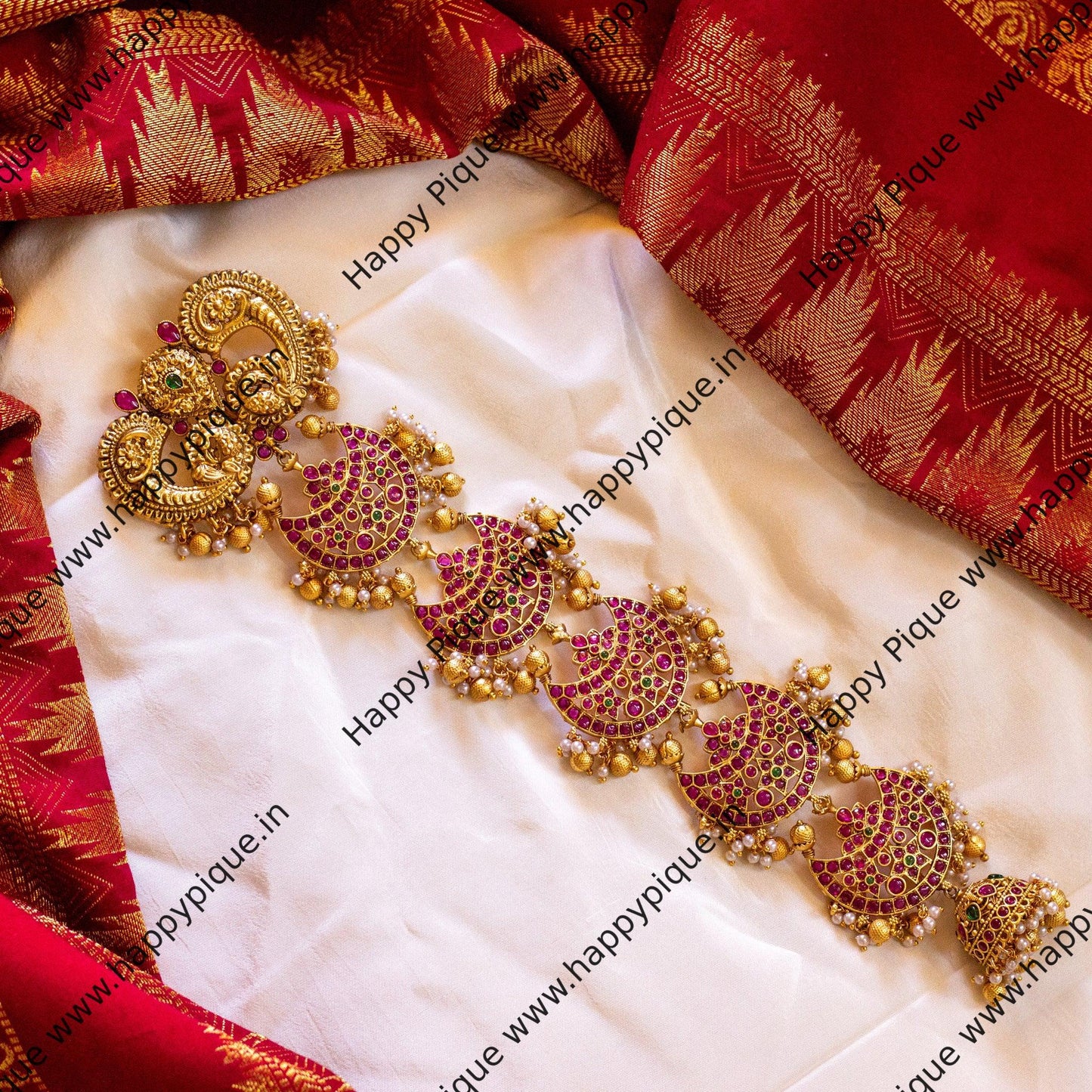 Real Gold Look Traditional Peacock Chaand Kemp Heavy Bridal Choti/Jada Billa