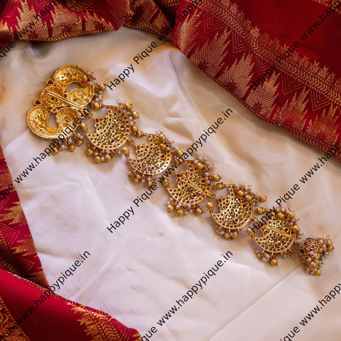 Real Gold Look Traditional Peacock Chaand Kemp Heavy Bridal Choti/Jada Billa