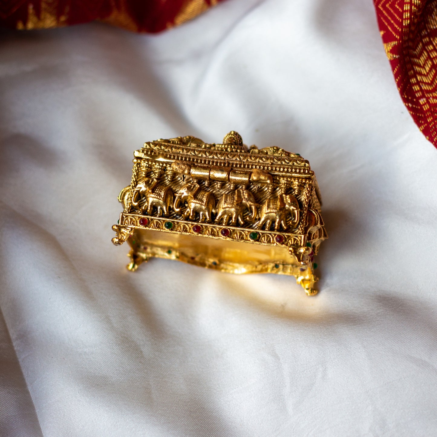 Antique Gold Mahalakshmi Nakshi Design Kum Kum Box