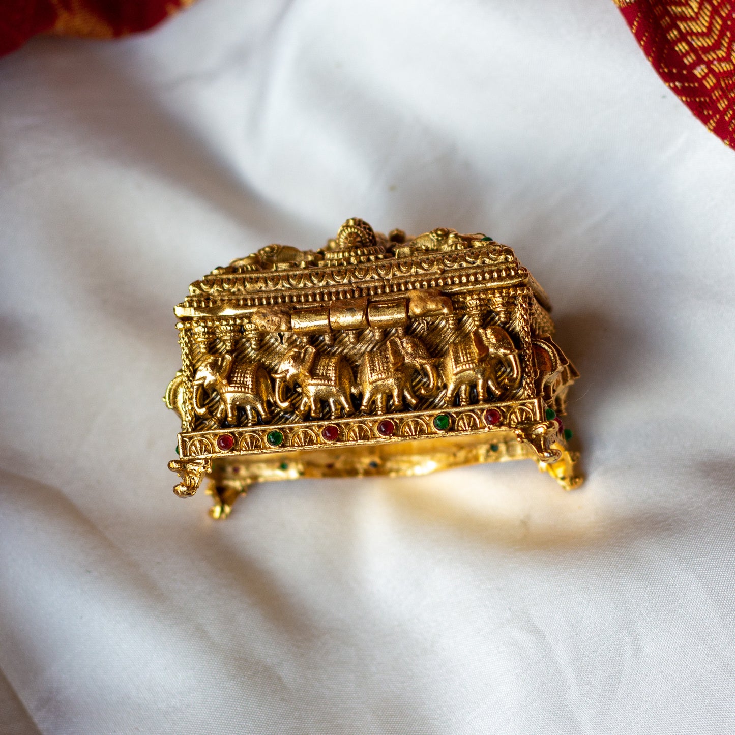 Antique Gold Mahalakshmi Nakshi Design Kum Kum Box