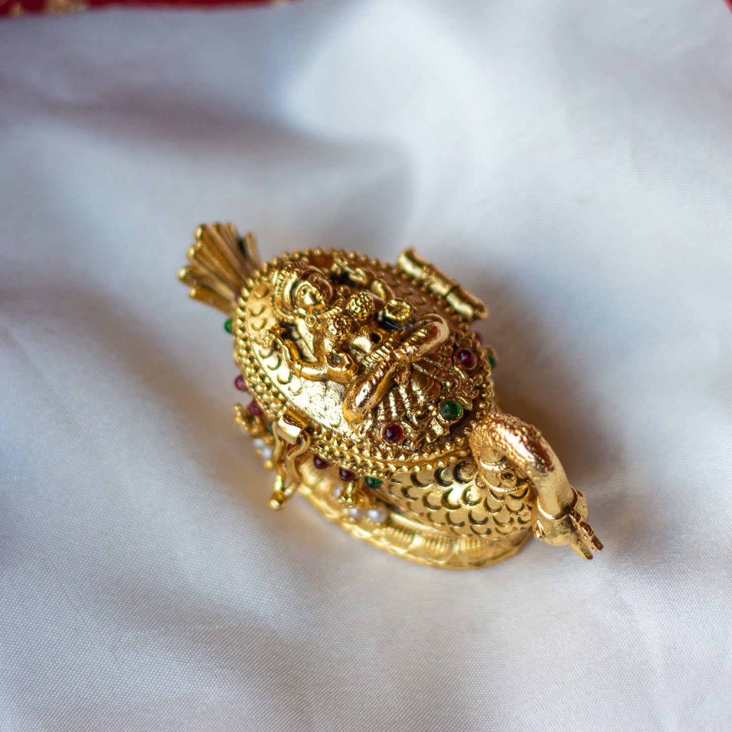 Antique Gold Annam Lakshmi Nakshi Design Kum Kum Box