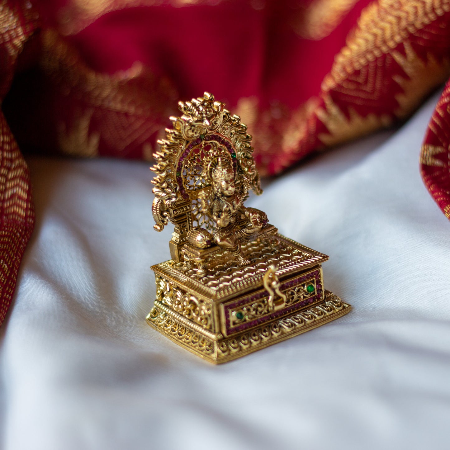 Antique Gold Nakshi Design Mahalakshmi Kum Kum Box
