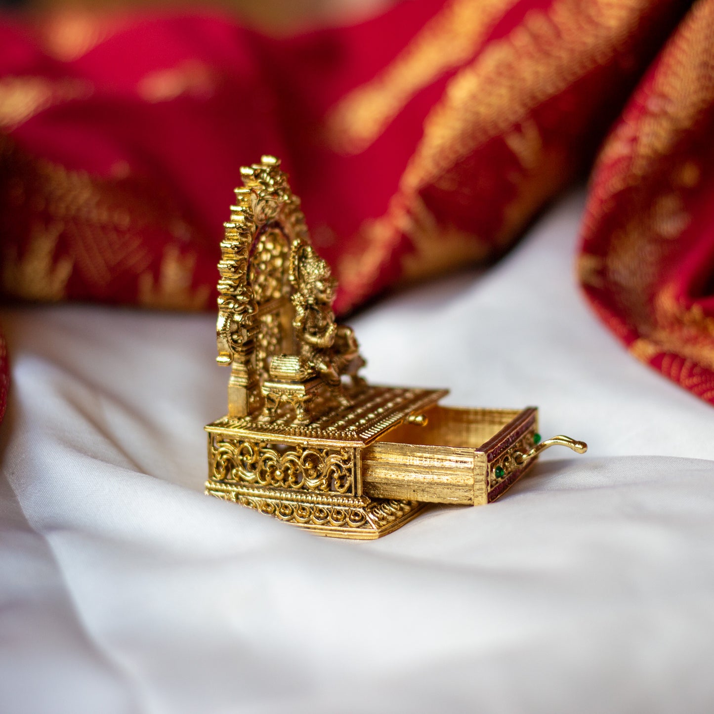 Antique Gold Nakshi Design Mahalakshmi Kum Kum Box