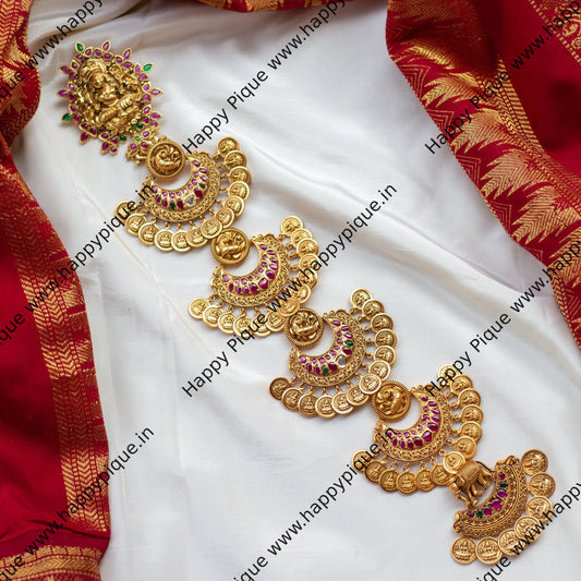 Real Gold Look Lakshmi Coin Chaand Kemp Bridal Choti/Jada Billa