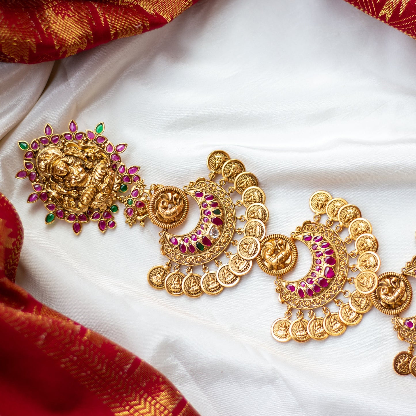 Real Gold Look Lakshmi Coin Chaand Kemp Bridal Choti/Jada Billa