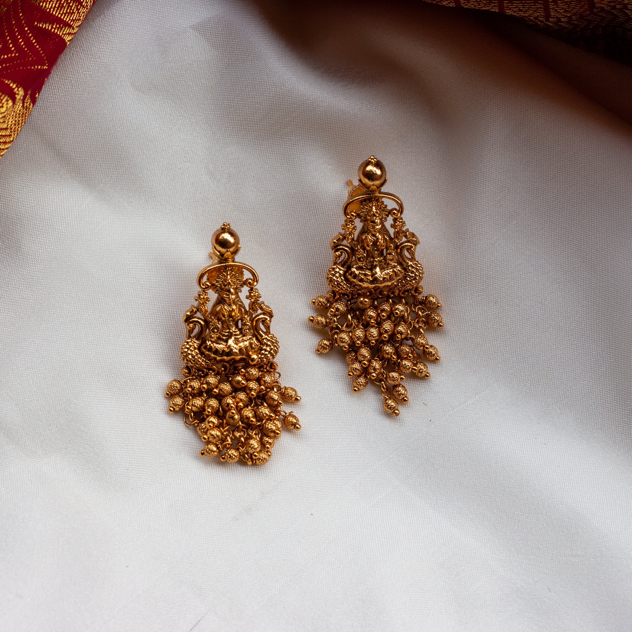 Golden Grape Bunch Lakshmi Earrings