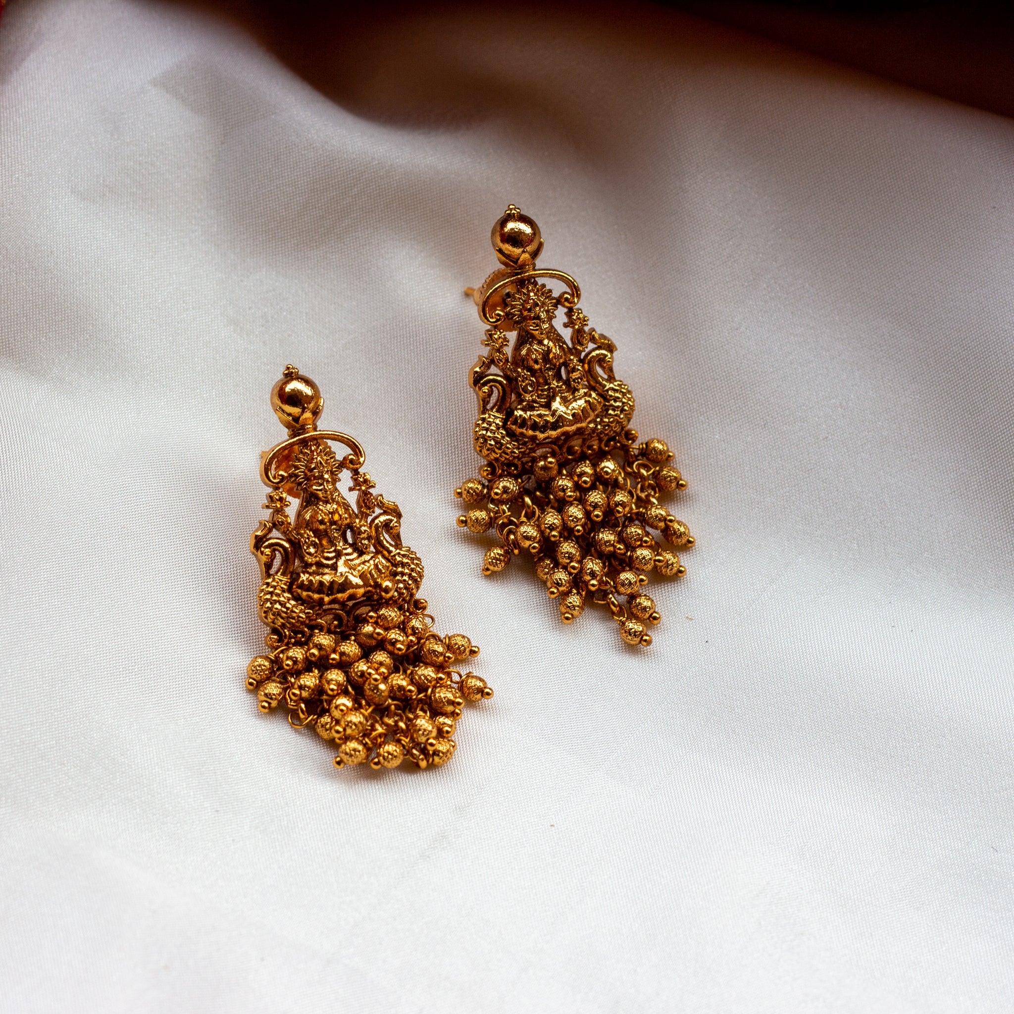 Golden Grape Bunch Lakshmi Earrings