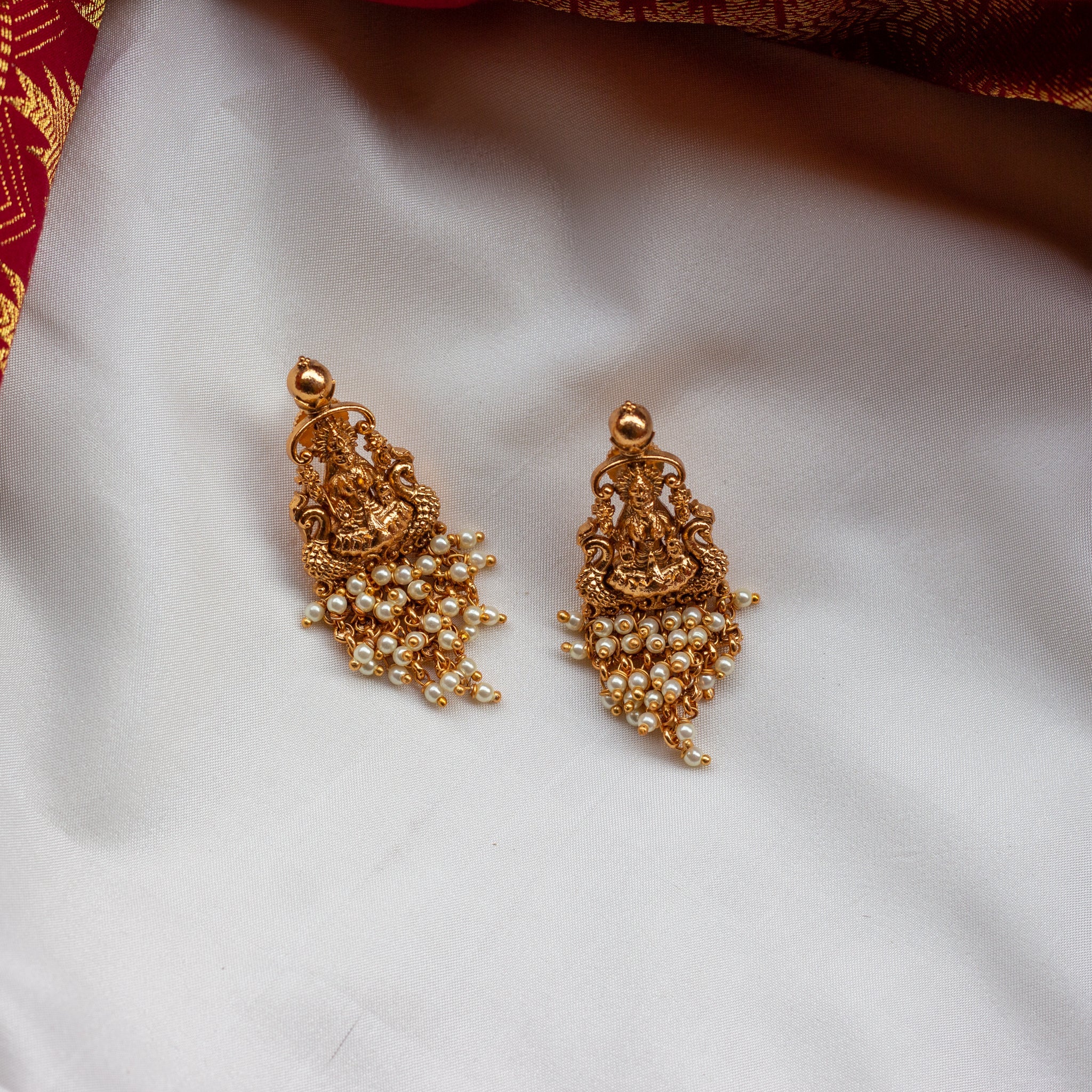 Pearl Grape Bunch Lakshmi Earrings