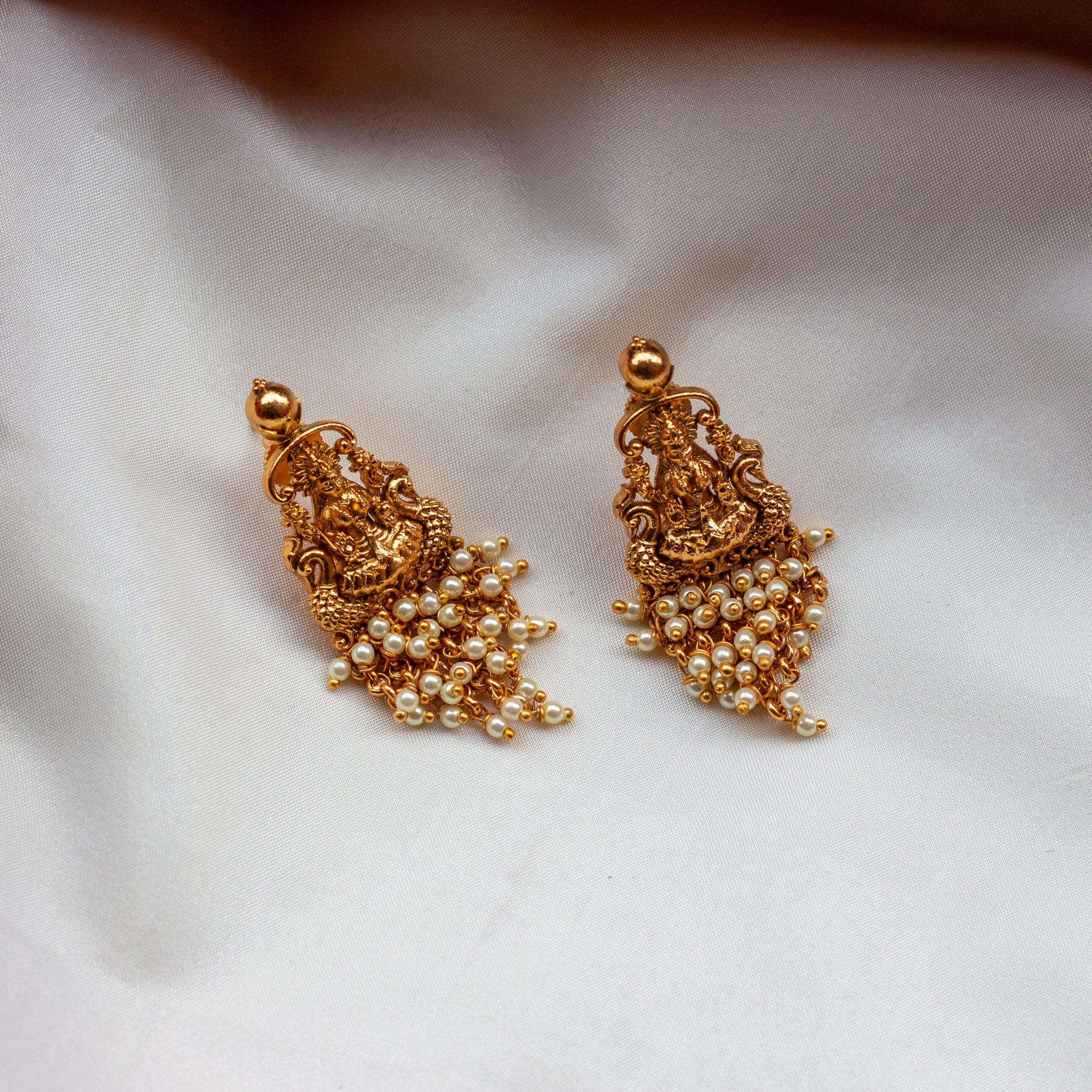 Pearl Grape Bunch Lakshmi Earrings