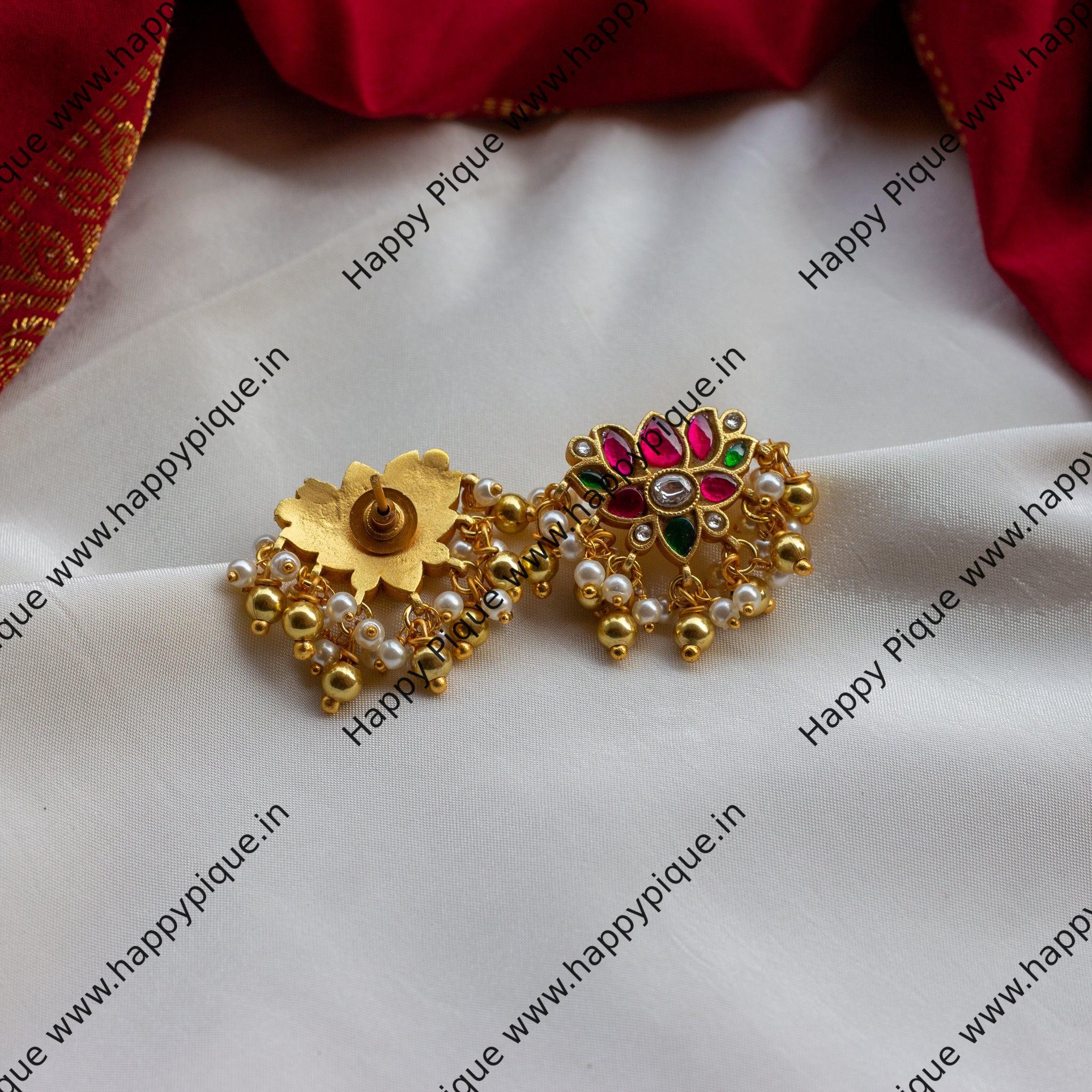 Jadau Kundan Lotus Stud Earrings