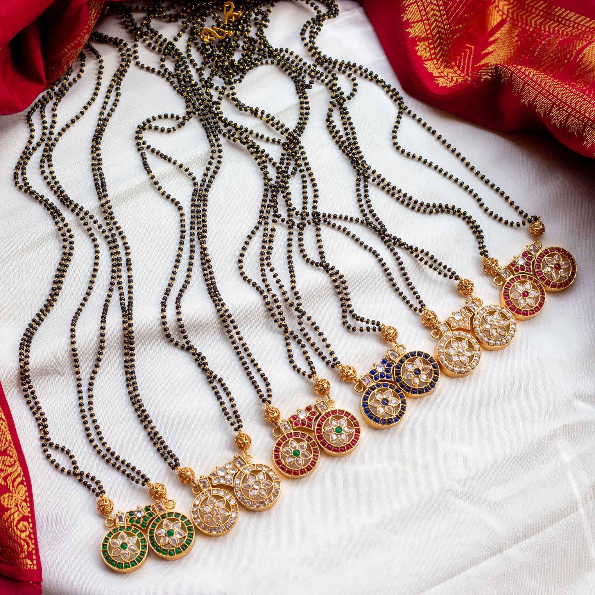 AD Kemp Flower Chakras Mangalsutra - 24"